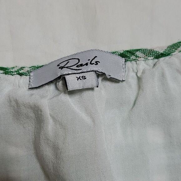 Rails Ari Green Plaid Linen Blend Gingham Dress - Picture 4 of 6